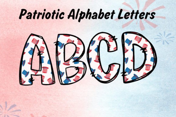 4 of July Patriotic Cute Doodle Letters: Creative Design Guide