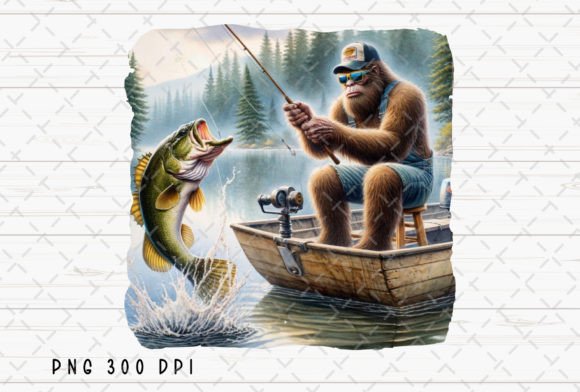 Bigfoot Fishing Bass Summer Boat Lake: A Design Asset for the Outdoors