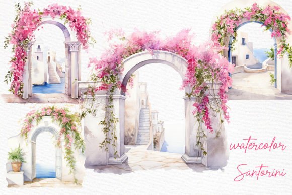 Bring the Aegean Home: Using Santorini Greece Watercolor Clipart