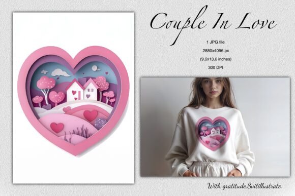Couple in Love, poster JPG: A Heart-Shaped Escape for Your Designs