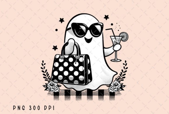 Cute Ghost Drinking Fall Retro Halloween: A Designer's Take