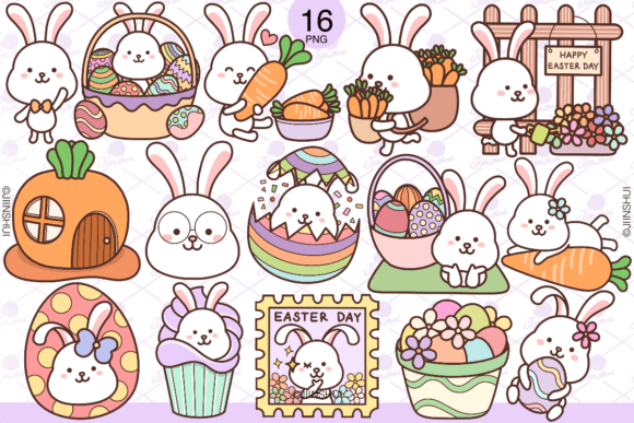 Cute Rabbit Easter Day, Clip Art: A Designer's Asset