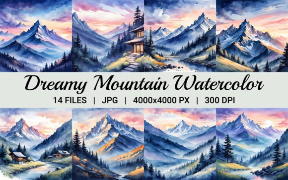 Dreamy Mountain Watercolor Illustration: A Guide to Use