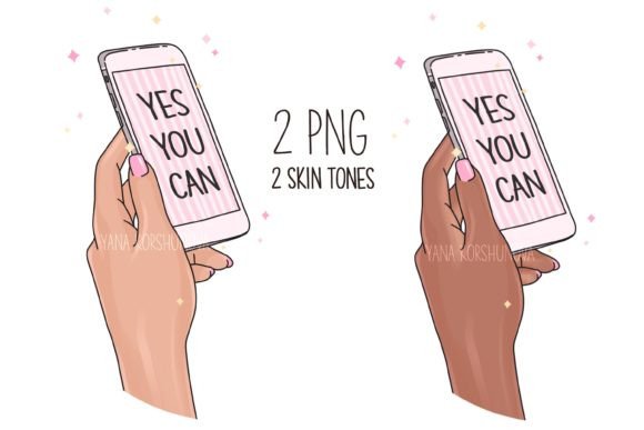 Fashion Clipart: Hand with Phone Clipart for Modern Brands