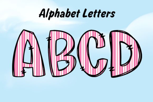 Pink Strips Alphabet Doodle Spring Png: A Fresh Take on Playful Typography