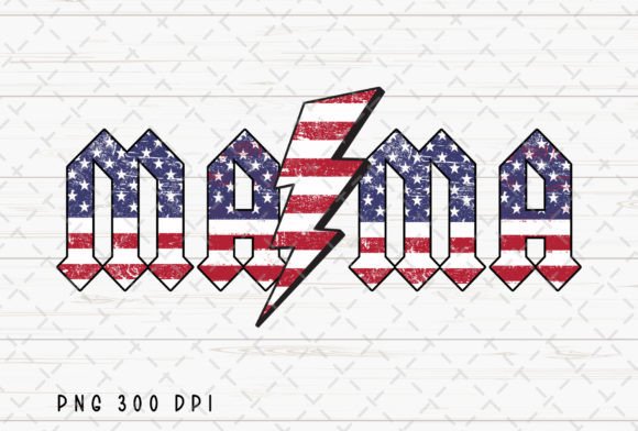 Rocker Mama Lightning Bolt 4th of July: Bold Festive Digital Art