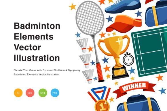 Score Big in Design with Badminton Elements Vector Illustration