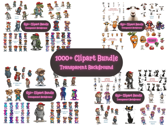 Unlock Creative Potential with Huge Cartoon Character Bundle 1000+ PNG