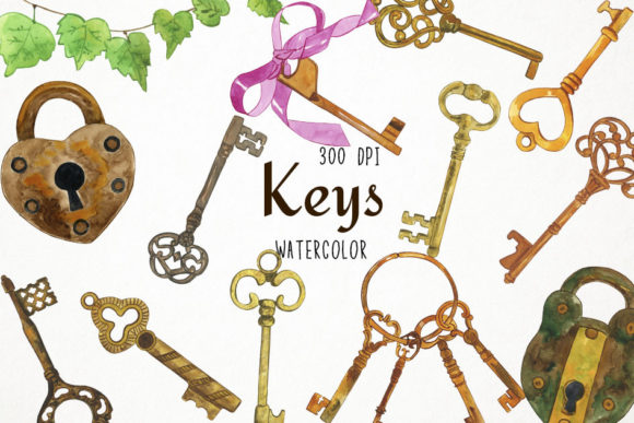 Unlocking Creative Potential with Watercolor Keys Clipart