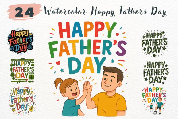 Watercolor Happy Fathers Day Clipart: Your Go-To Design Resource