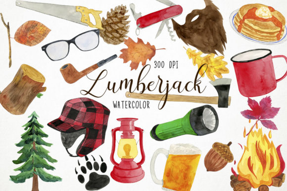 Watercolor Lumberjack Clipart: A Rustic Toolkit for Authentic Branding