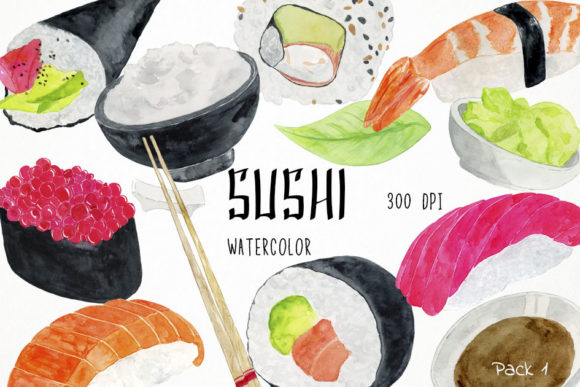 Watercolor Sushi Clipart: A Fresh Take on Visual Branding